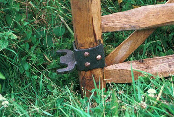 Lower gate pintle for self closing field gate