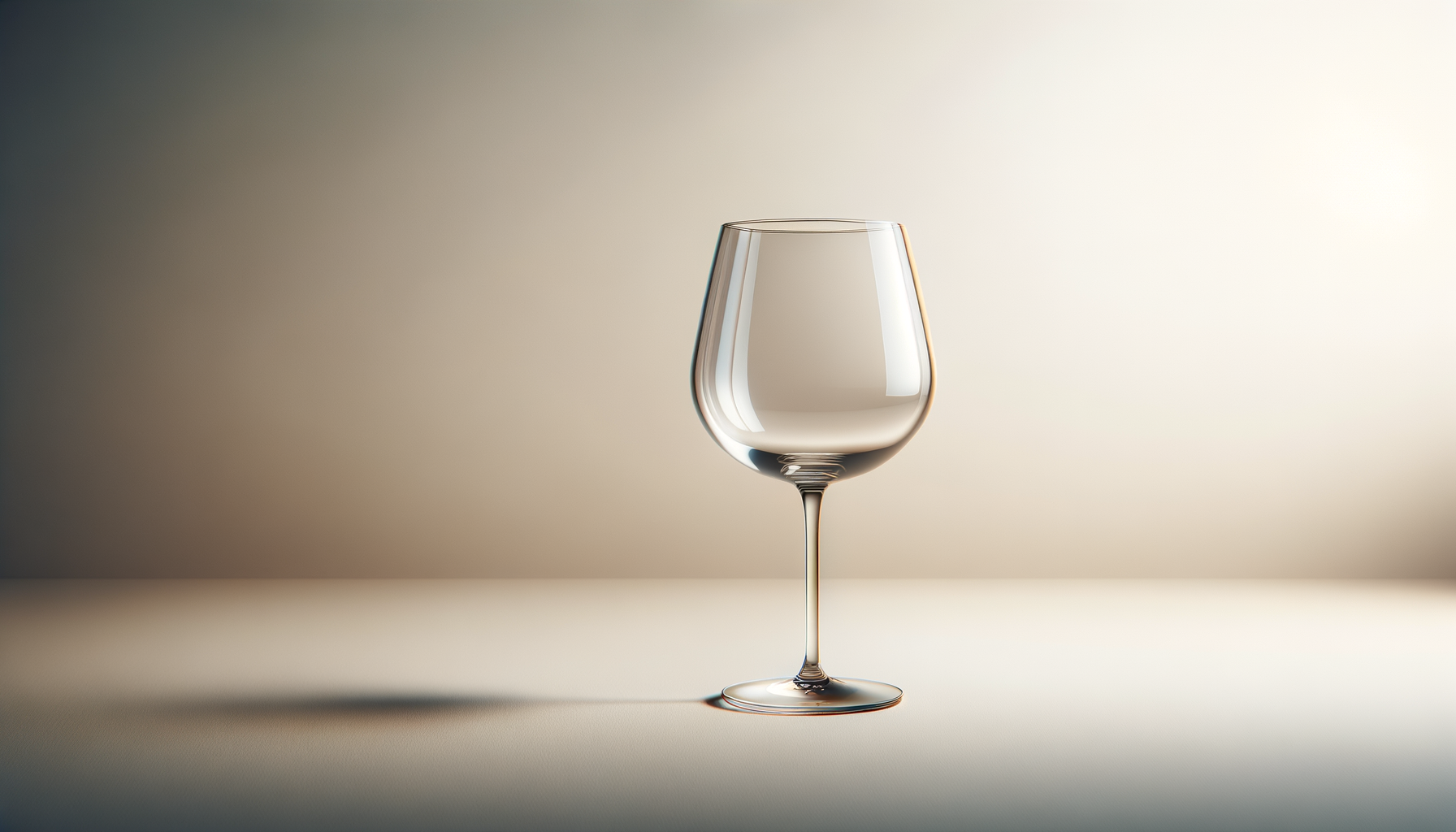 Empty wine glass on a neutral background with soft lighting.