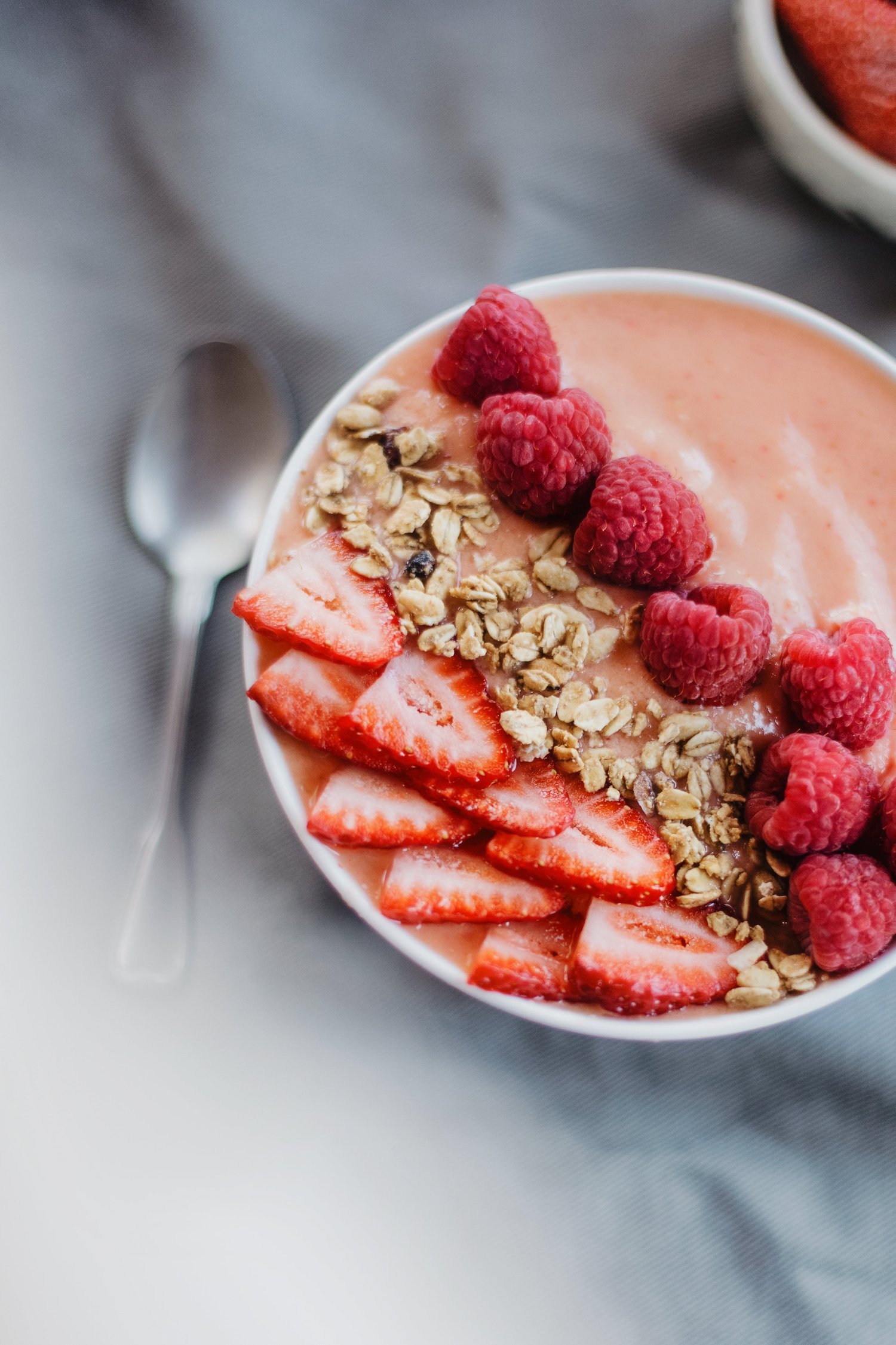 A fresh wellness smoothie bowl from Mustard Seed Market, served at The Spa at Yellow Creek.