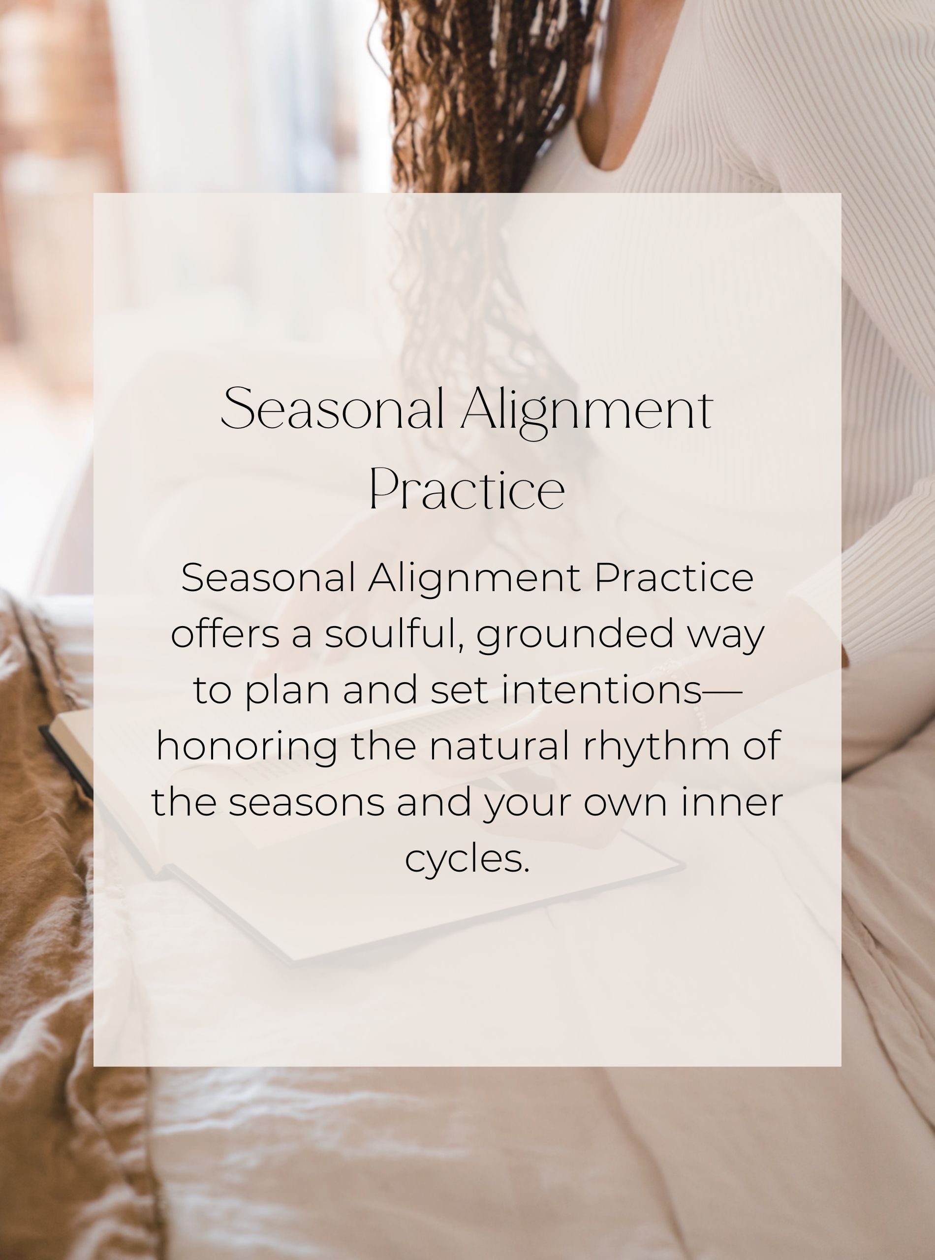 Woman journaling on bed participating in seasonal alignment practice