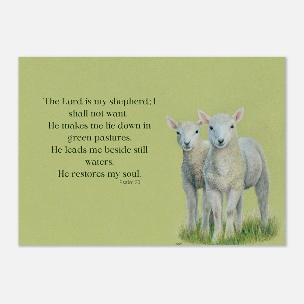 Psalm 23 The Lord is my shepherd christian wildlife art print  8 x 12"