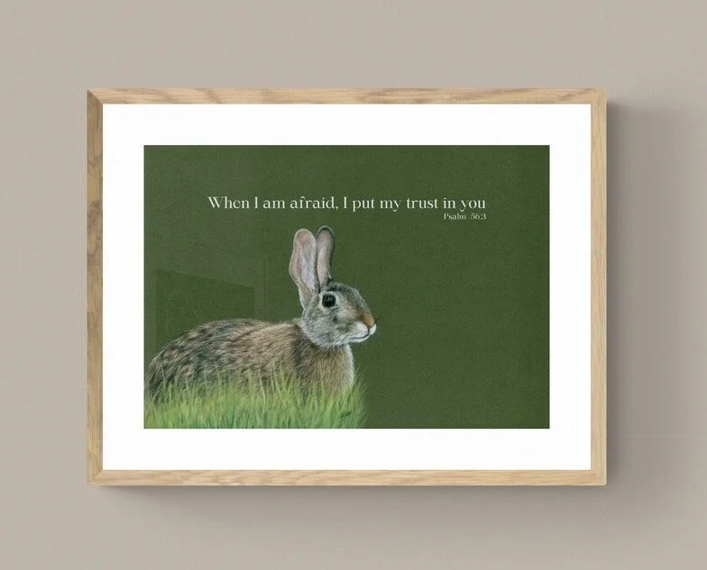 Christian rabbit wall art Psalm 56:3 When I am afraid