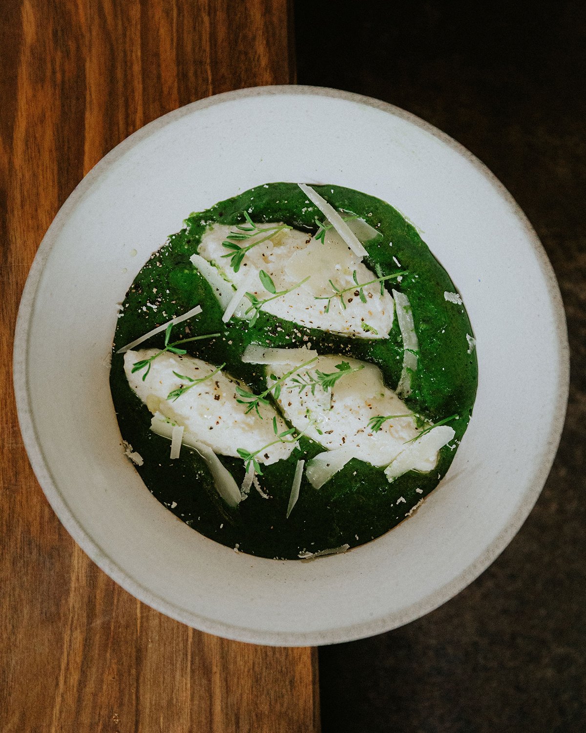 citromos ricottás gnocchi, spenót velouté