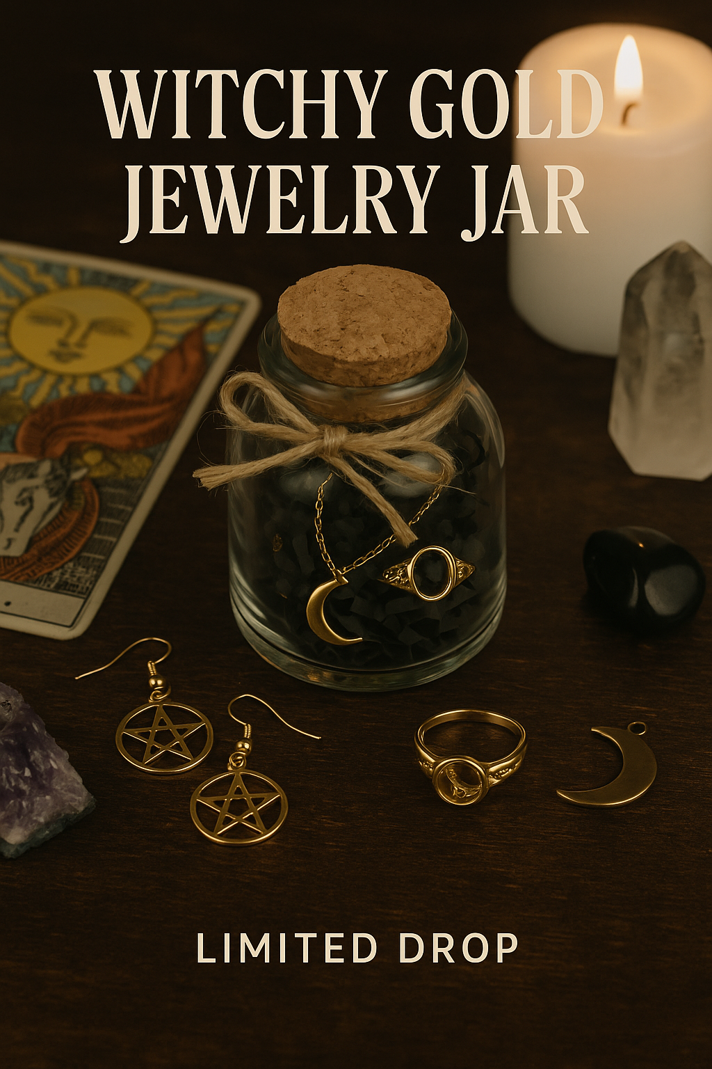 Witchy x Gold Jewelry Jar