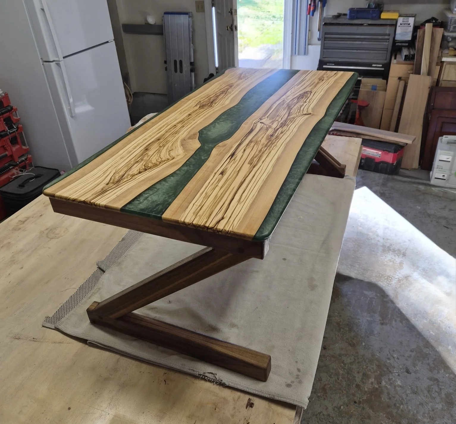 Olive Wood, Epoxy, & Walnut Coffee Table