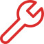 A hammer with a red handle and a metal head.