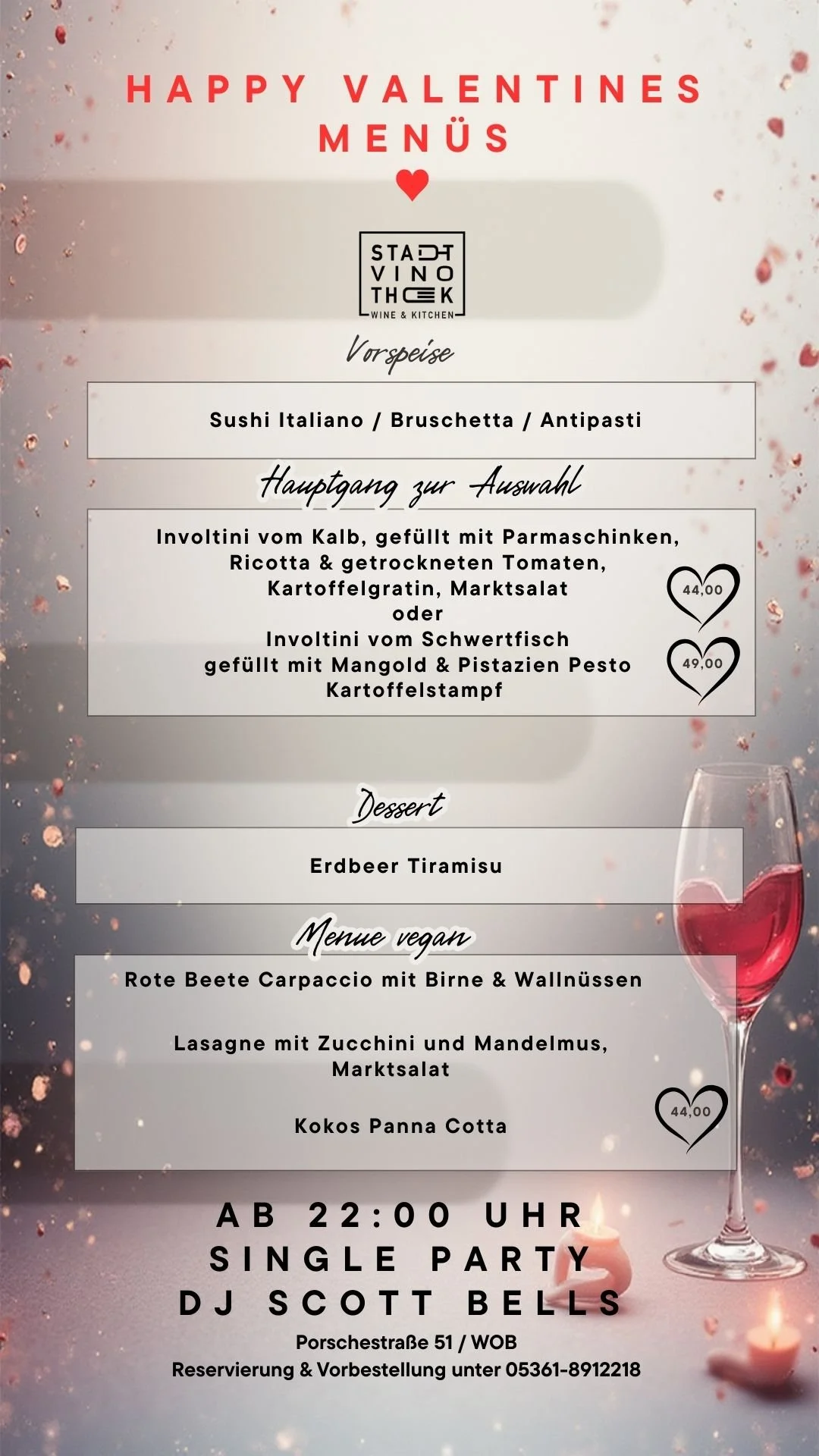 Valentinstag  in der Stadtvinothek Wolfsburg