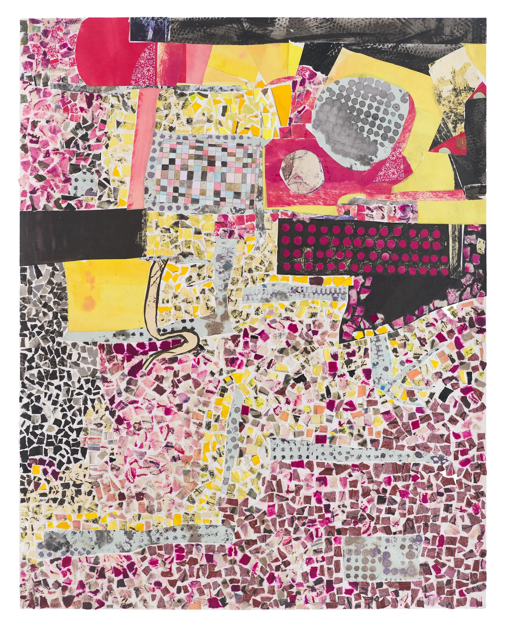 Down a Rabbit Hole, 2023, 24x19", mixed media on paper