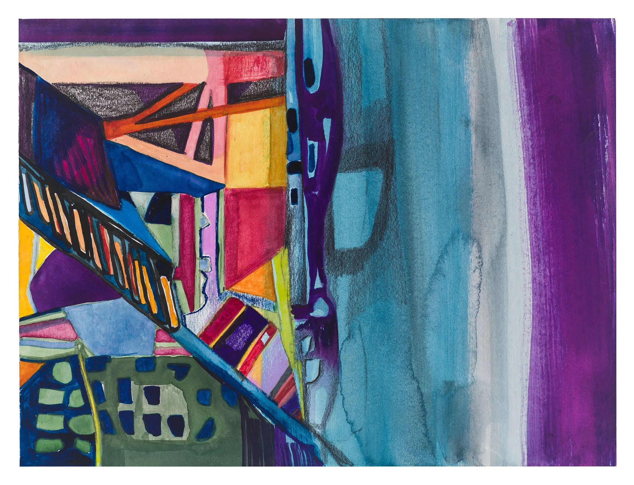 Fire Escape, 2020, 12x9", watercolor and pencil on paper