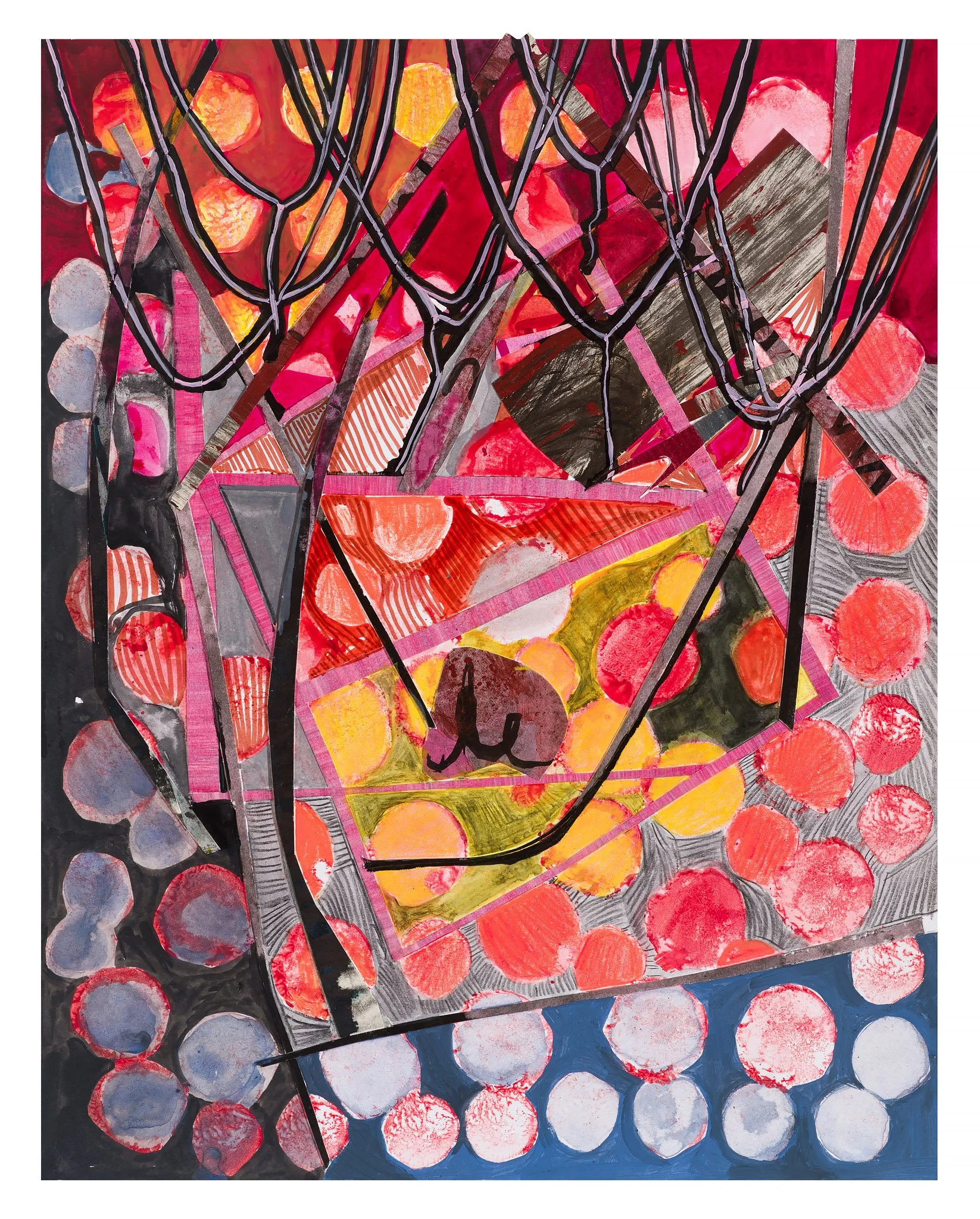 Footlights, 2020, 14x11", mixed media on paper