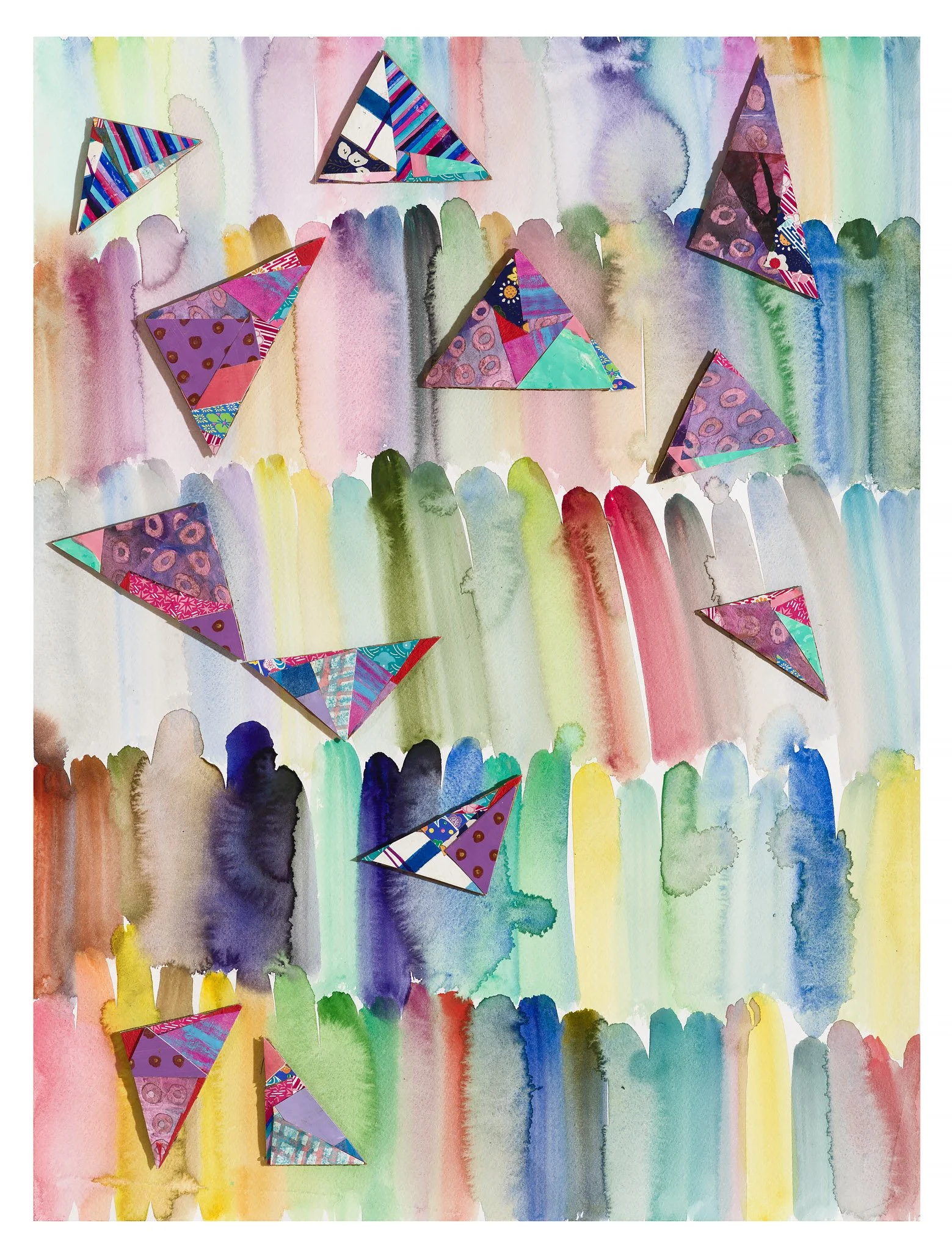 Butterfly Garden, 2022, 24x19", watercolor and collage on paper