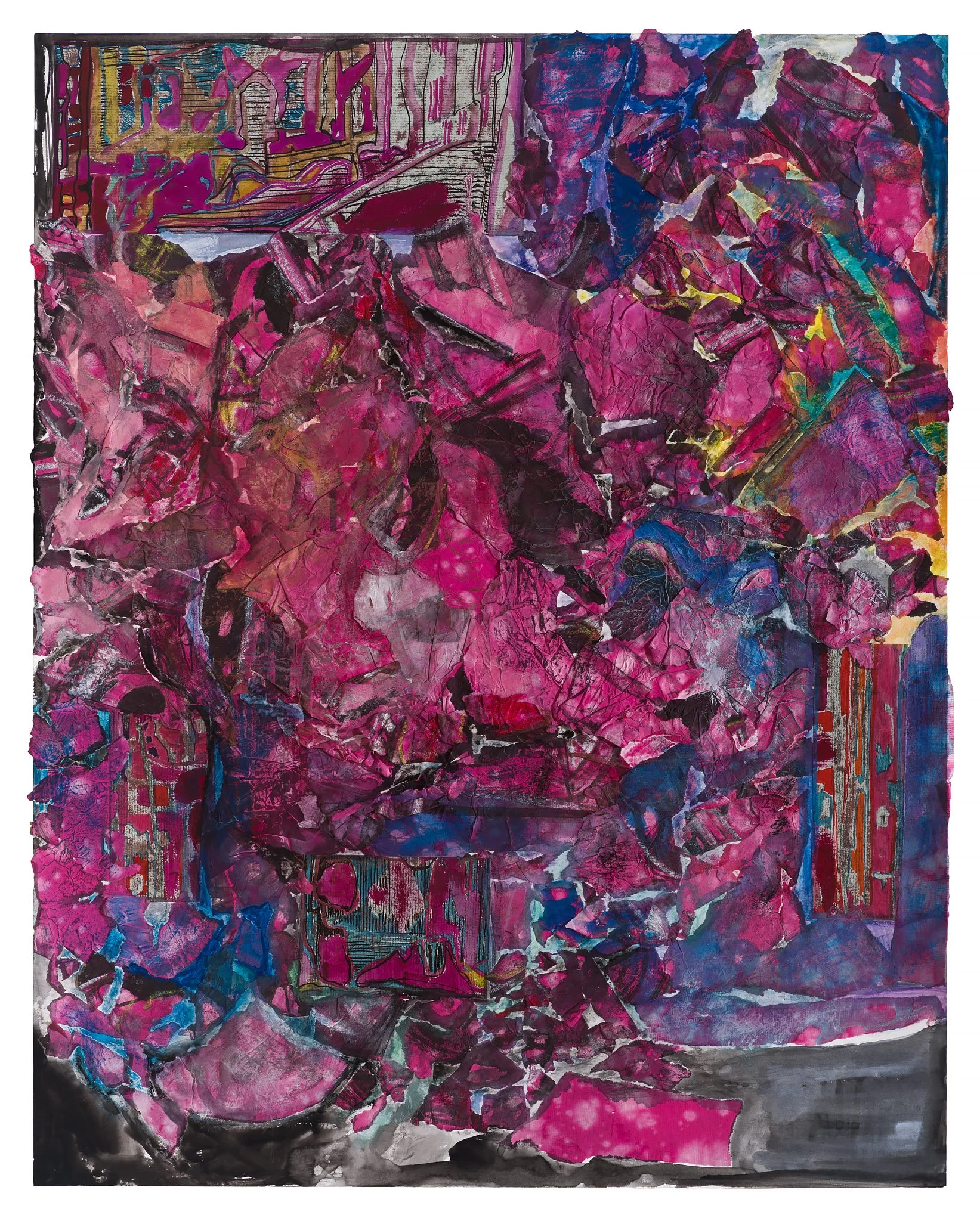 Snowmelt, 2023, 24x12", mixed media on paper