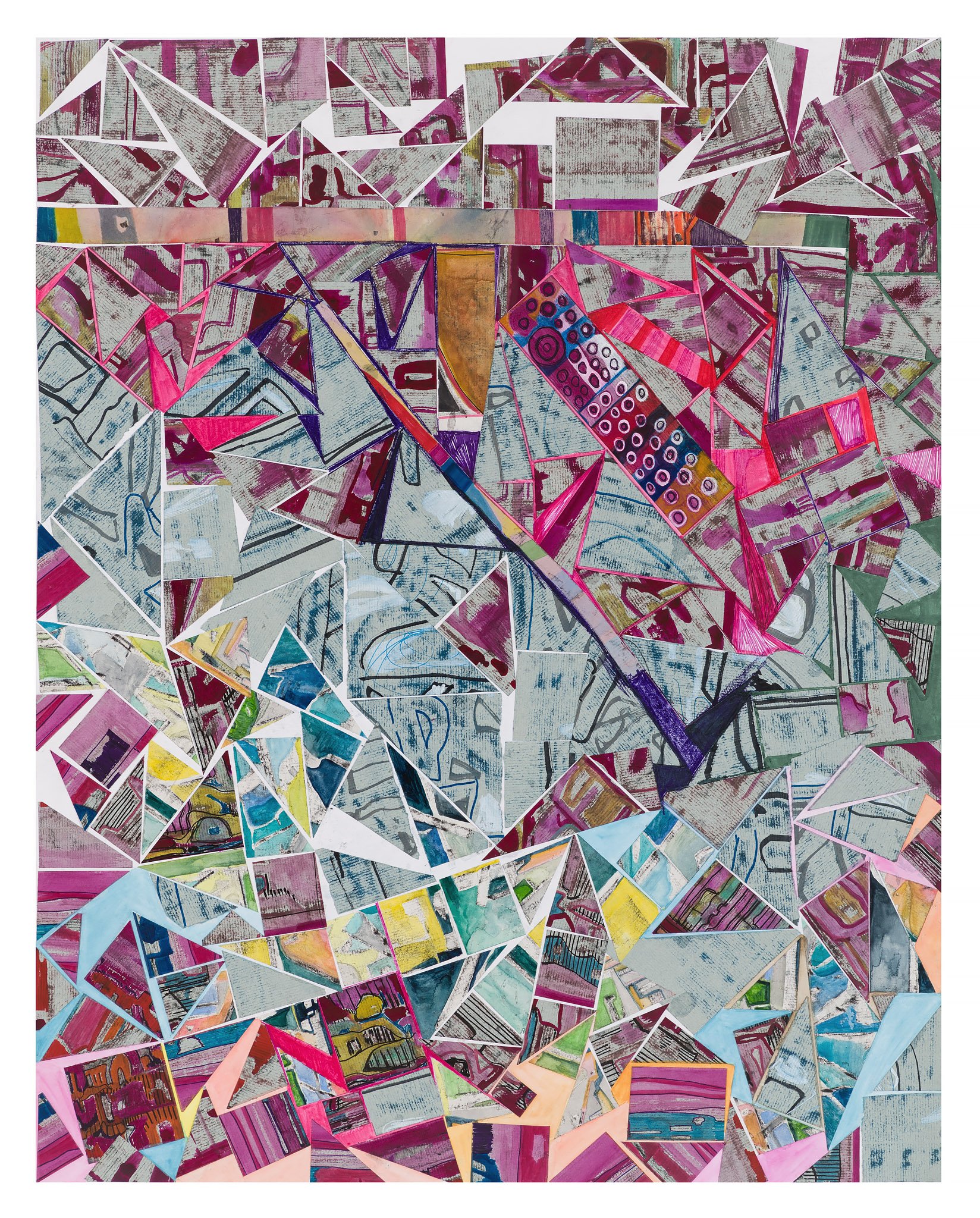 Rooftop Pool, 2022, 24x19", mixed media on paper