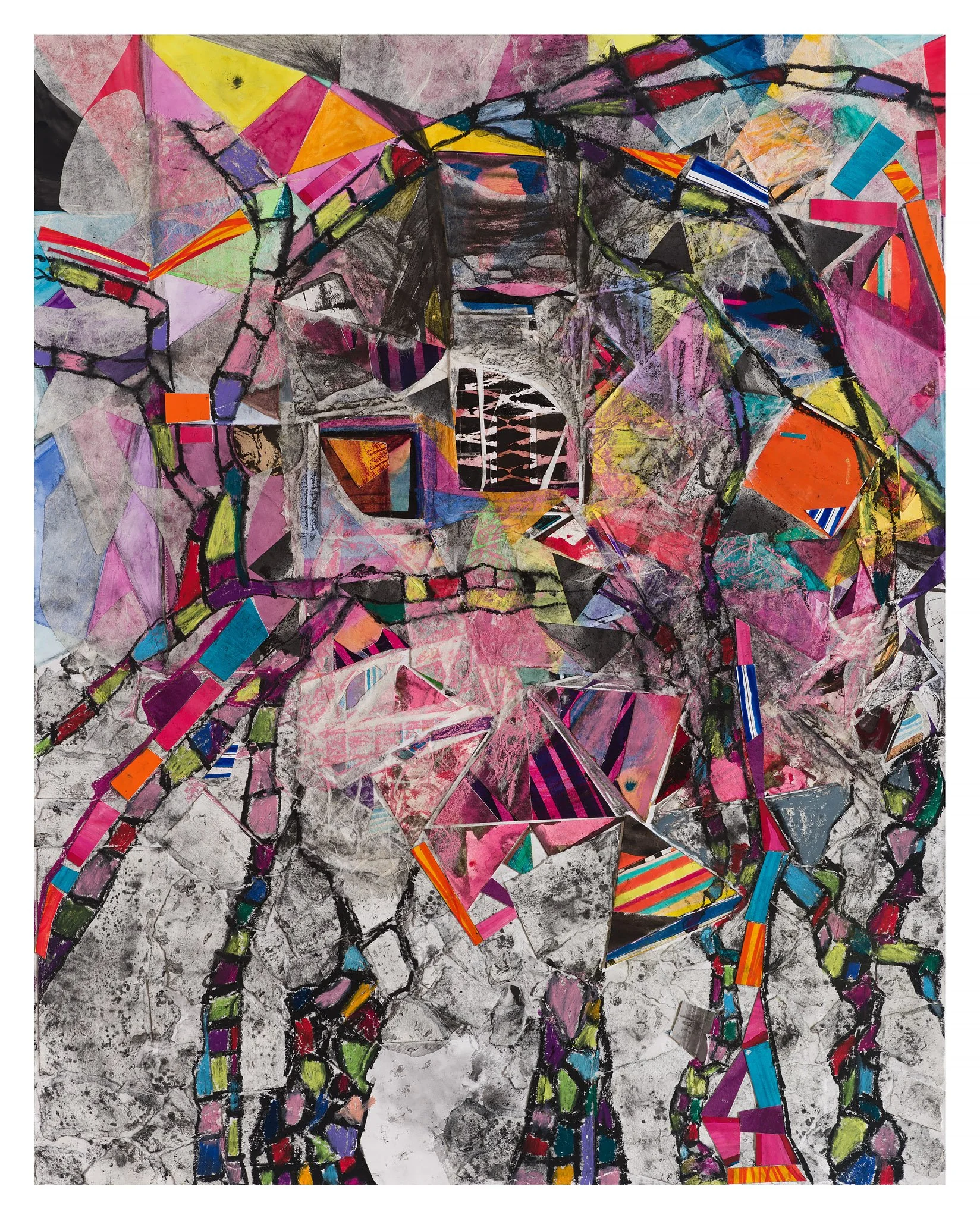 Trudging through Snow, 2023, 24x19", mixed media on paper