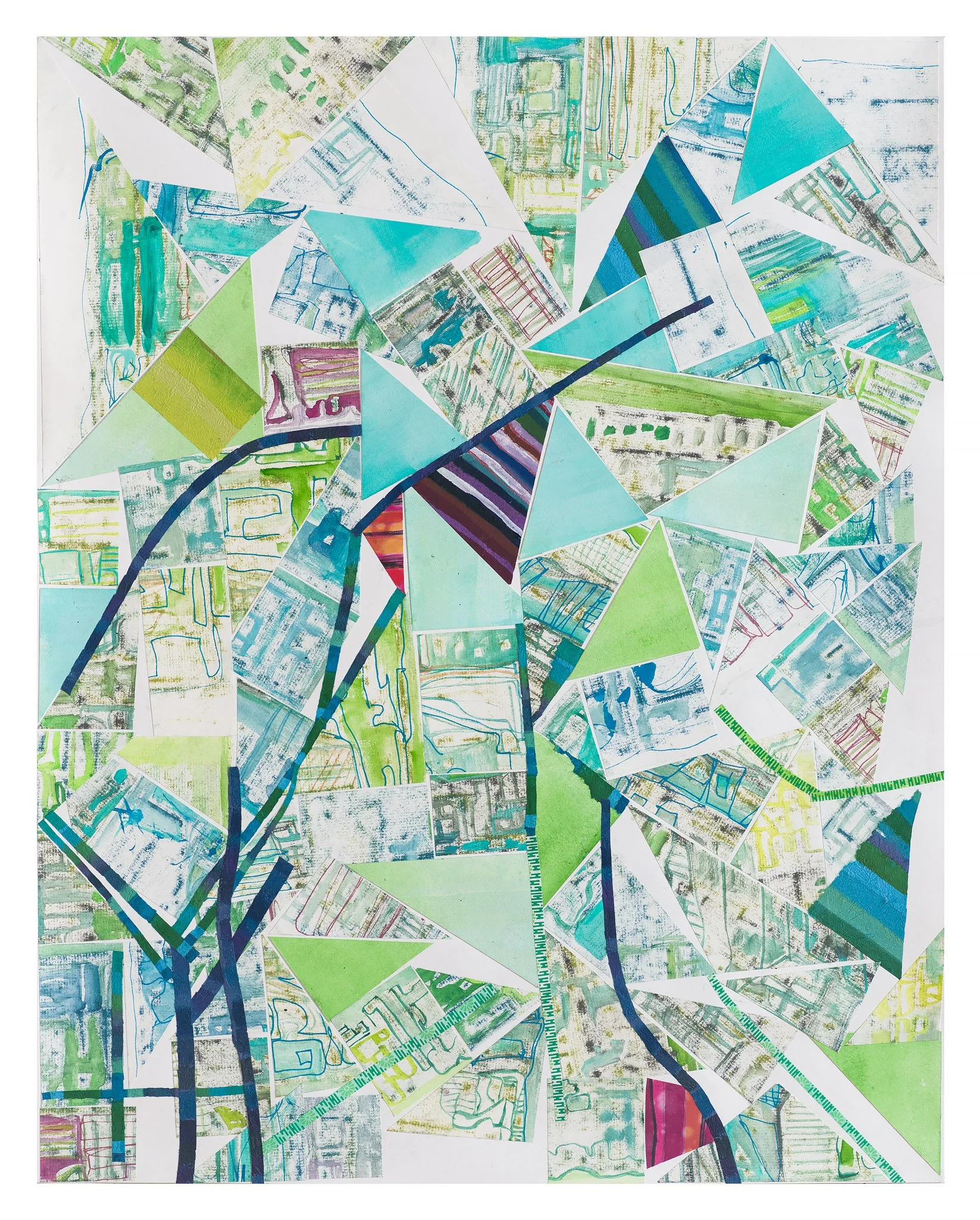 Seaside Green, 2024, 24x19", mixed media on paper