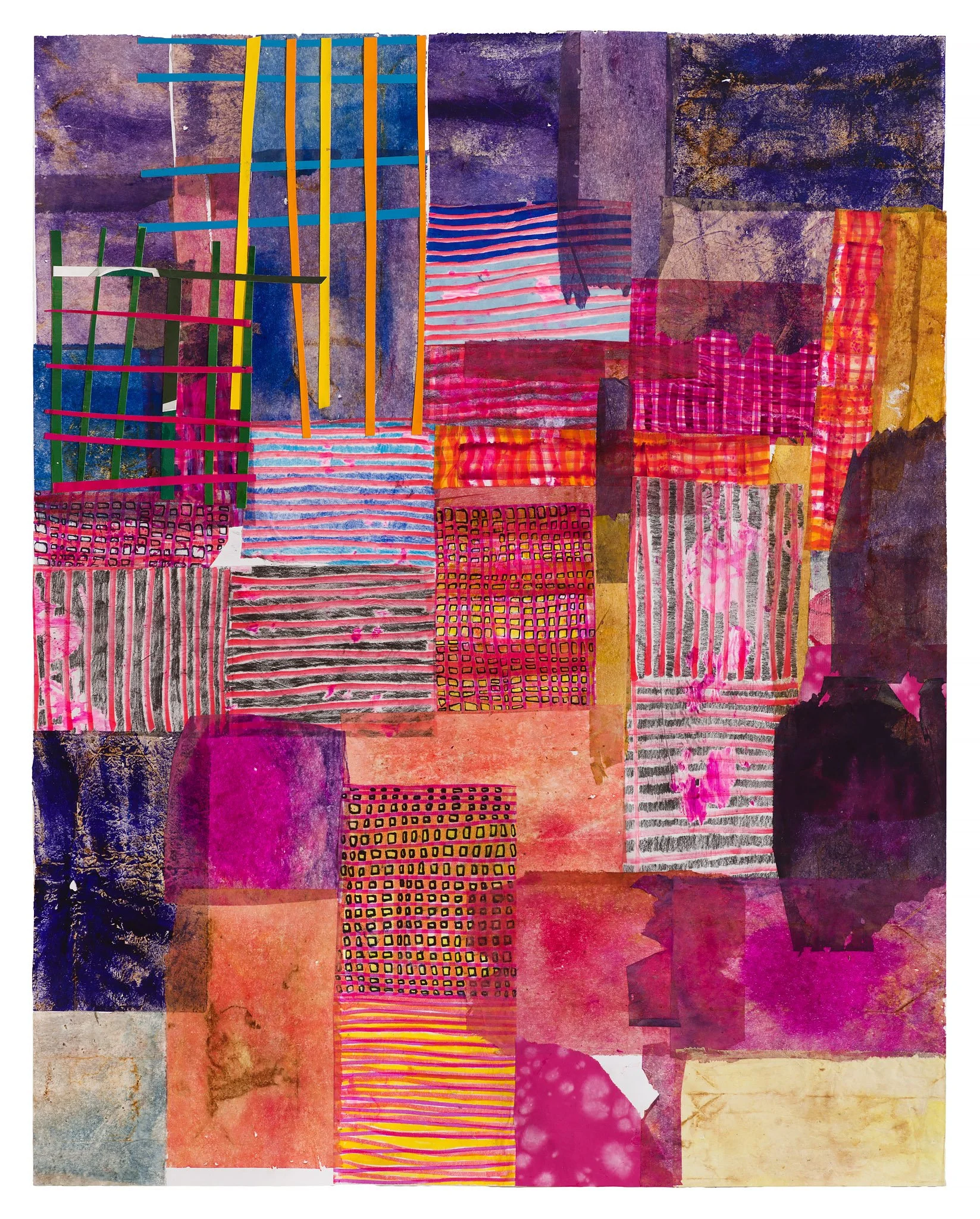 Remnants of Autumn, 2025, 24x19", watercolor, ink, pencil, rice paper collage