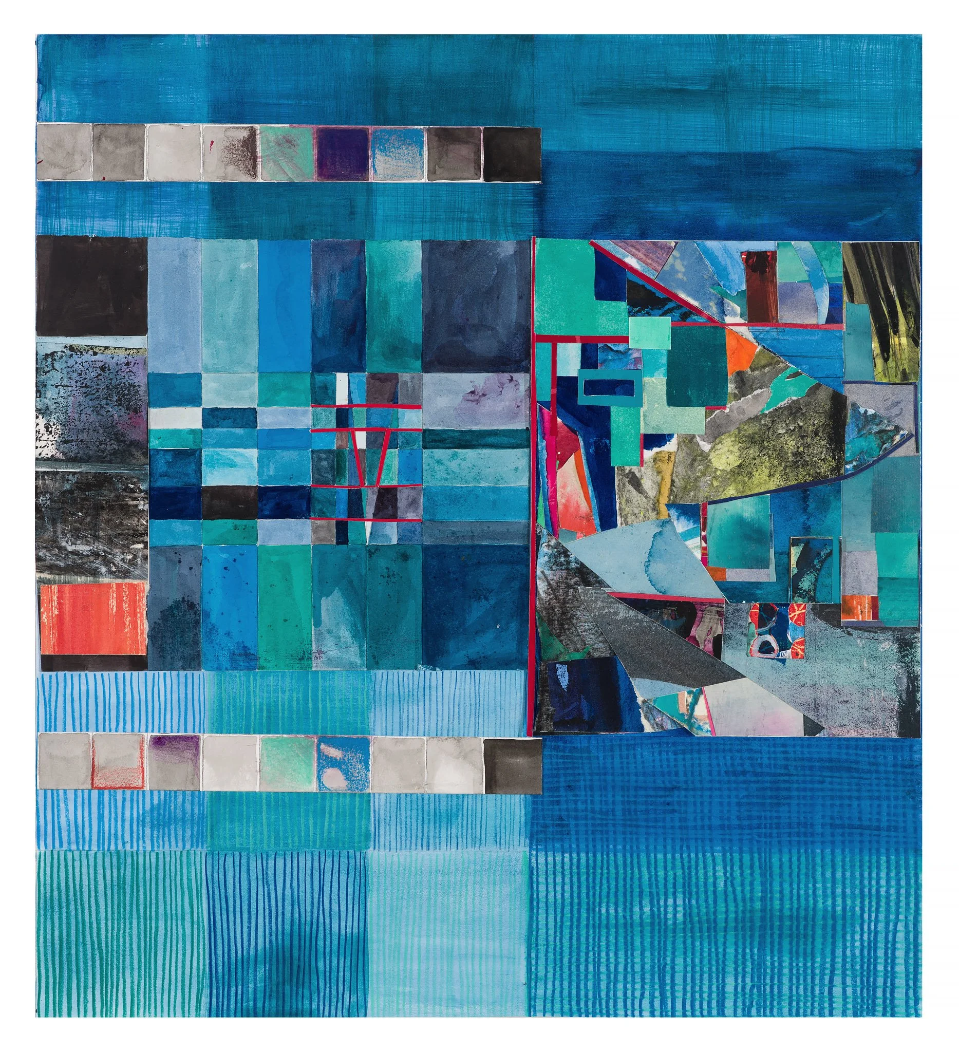 Reflecting Pool, 2019, 18x16", mixed media on paper