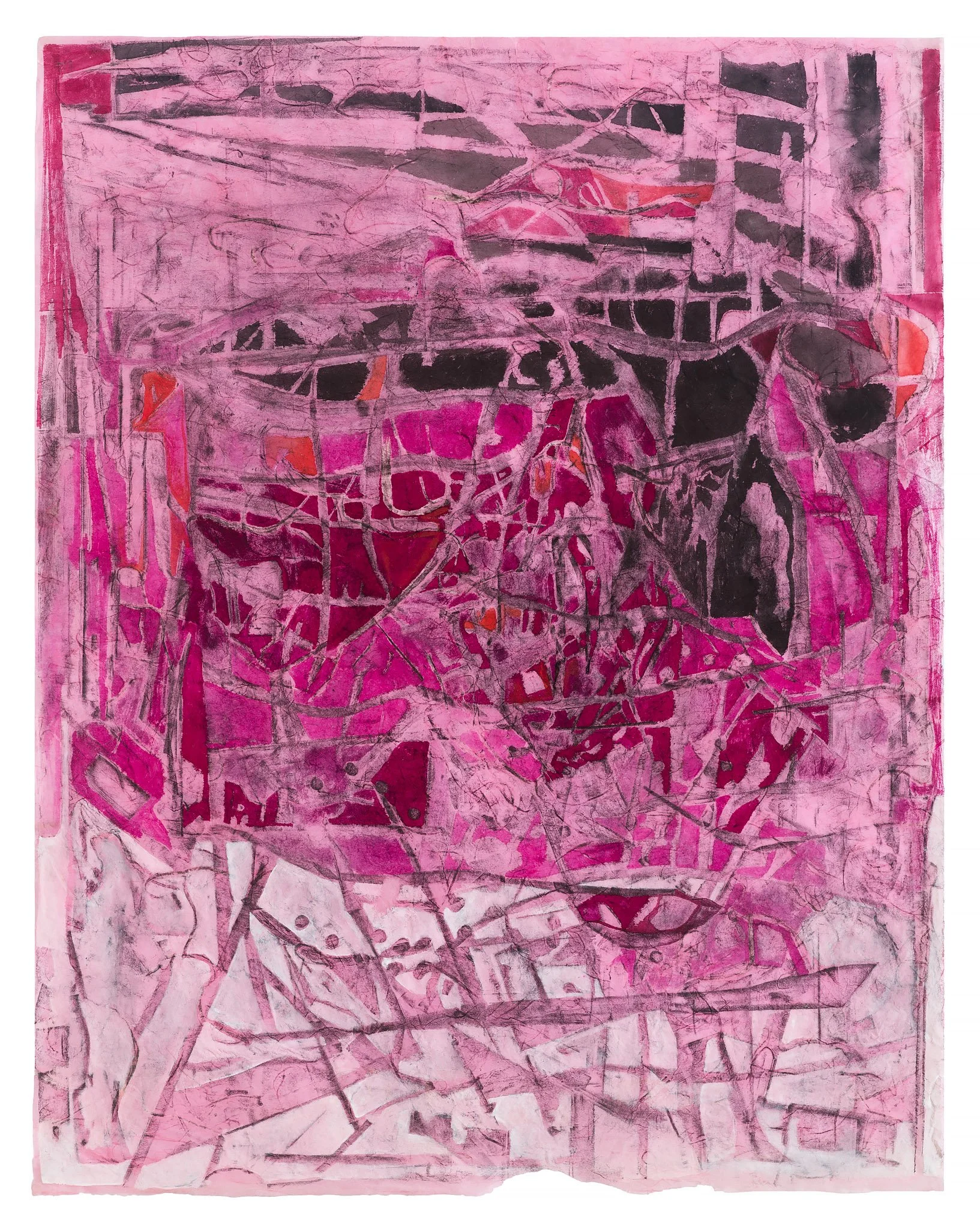 January Twilight, 2022, 24.5x19", ink, chalk, and watercolor on rice paper
