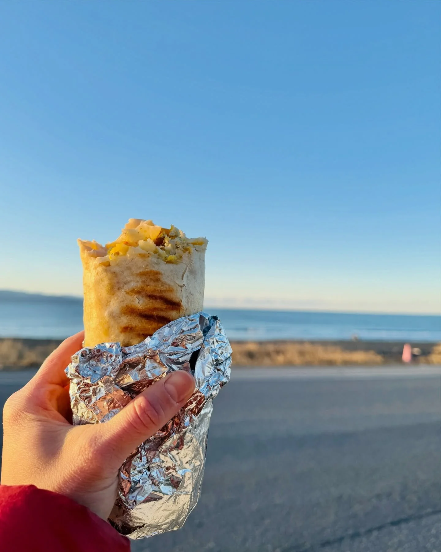 happy saturday. blue skies, salty air, and a breakwater in hand feels like the right move 🌊🌯

friendly reminder this is our final weekend open before we close for the holidays. open today + tomorrow normal hours, then closed dec 22&ndash;jan 8.

so