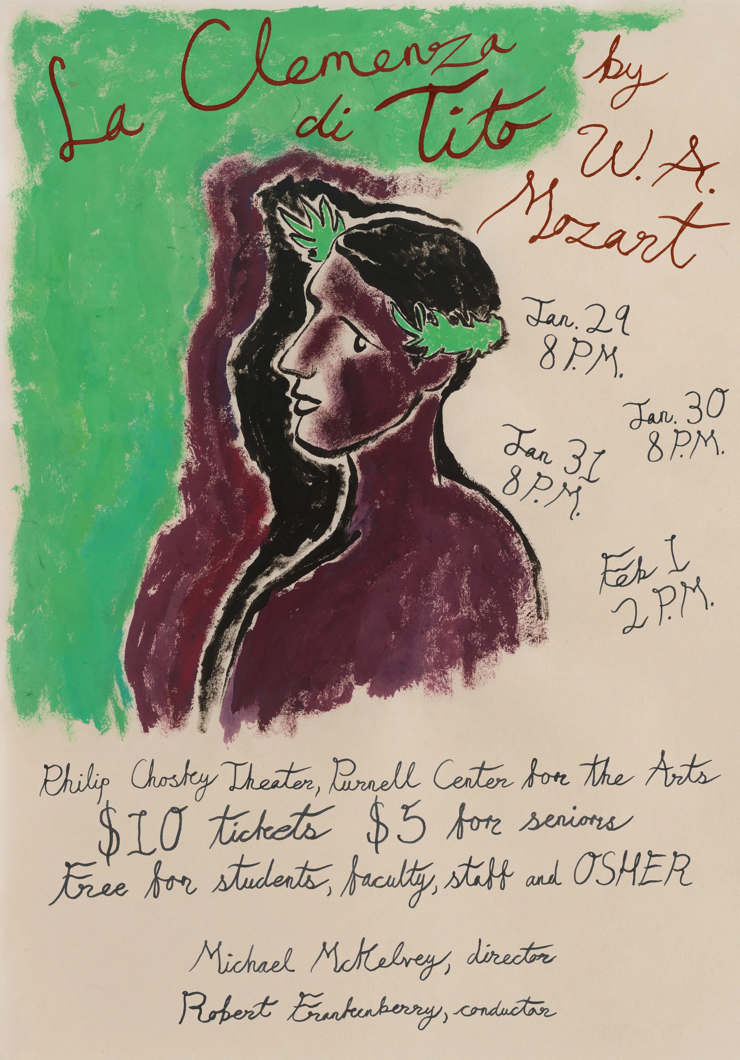 POSTER FOR "LA CLEMENZA DI TITO" / india ink and watercolor on kitakata paper, 17 x 12 inches