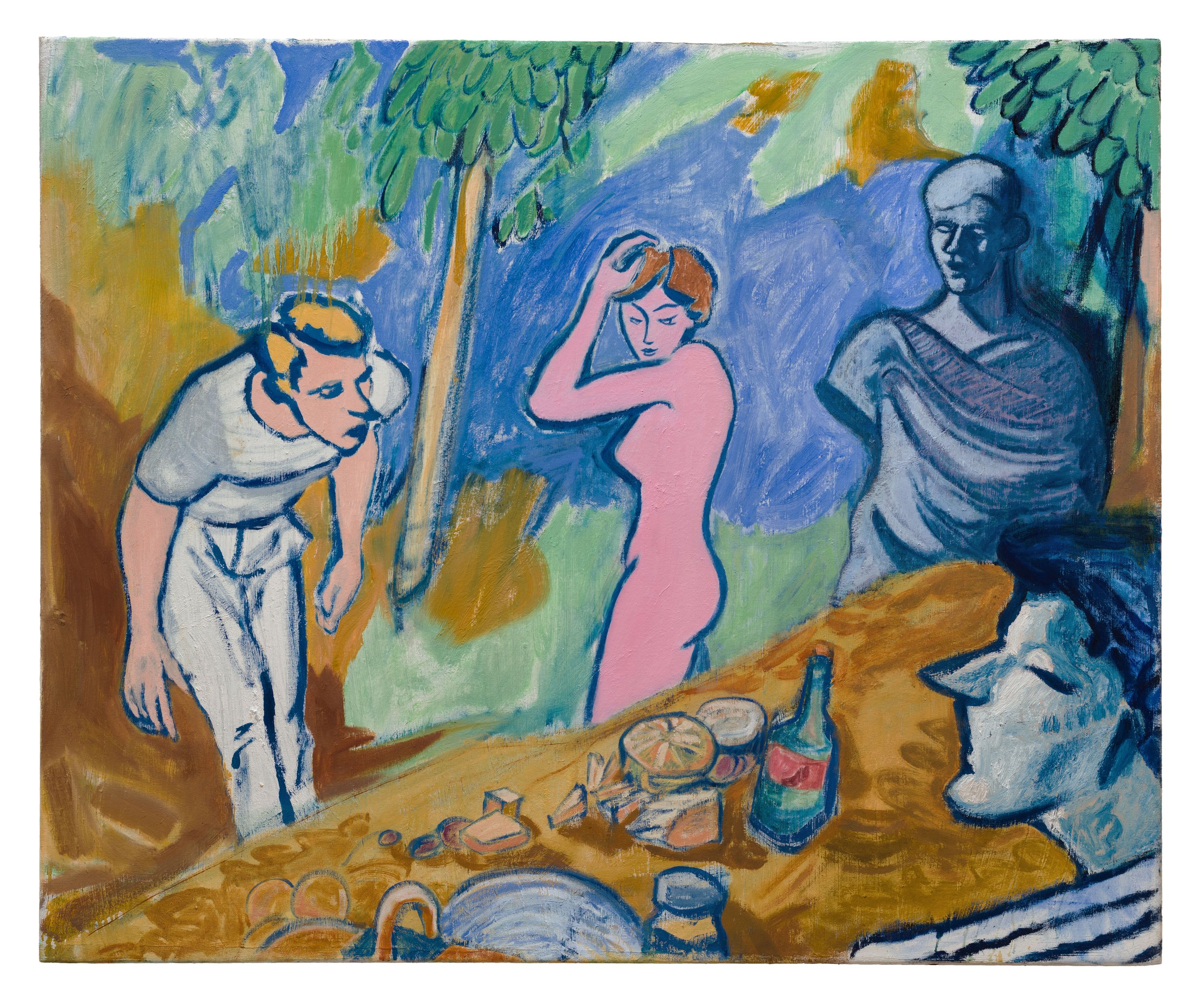 HUDSON RIVER PICNIC, AFTER MANET / oil on canvas, 48 x 54 inches