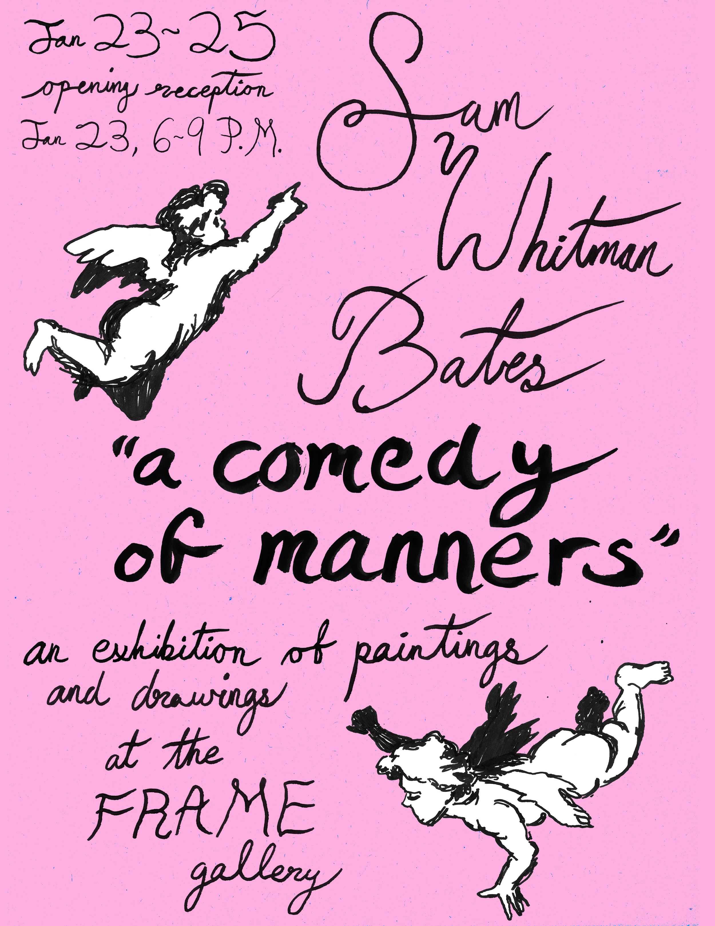 POSTER FOR "A COMEDY OF MANNERS" / ink on bristol paper with digital coloring, 11 x 8.5 inches