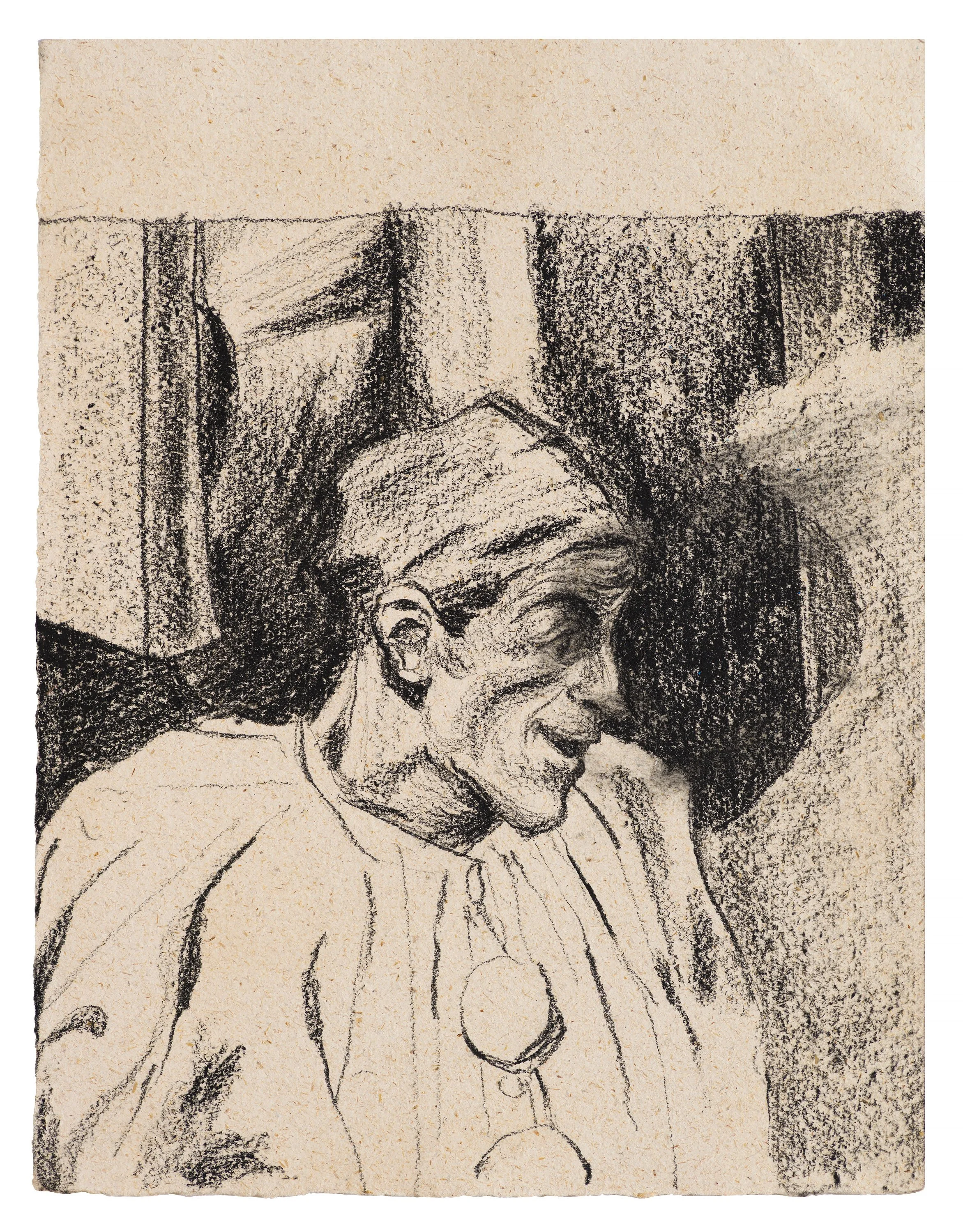 PIERROT STUDY / conte crayon and charcoal on laid paper, 8 x 11 inches