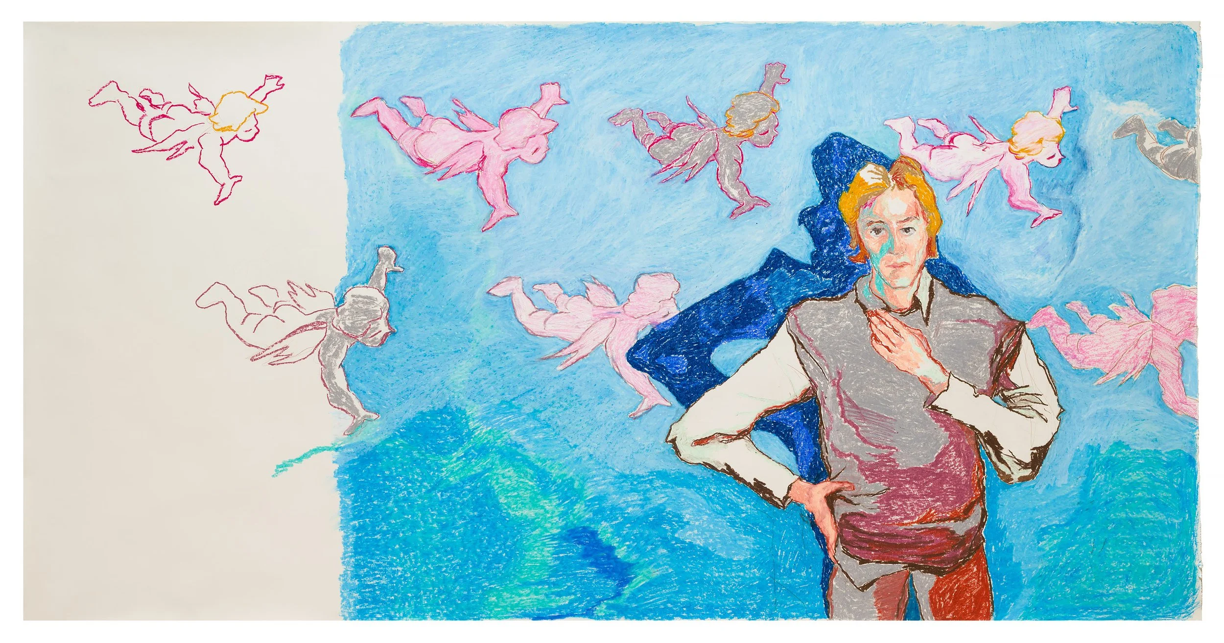 THE AESTHETE / oil pastel on paper, 34 x 70 inches