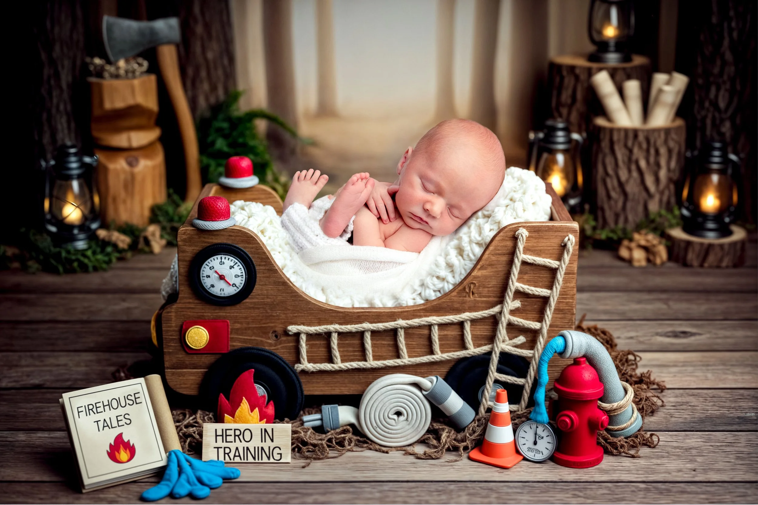 🚒 Guess What Daddy Does? A Firefighter-Themed Newborn Session