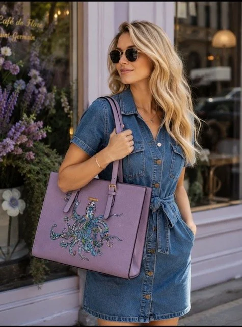 THE OCTOPUS -Hand-painted Faux Leather Handbag