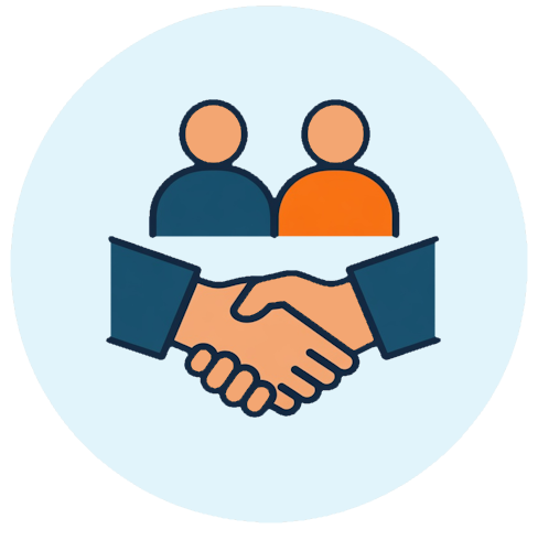 Icon representing a trusted partnership for business bookkeeping and tax compliance.