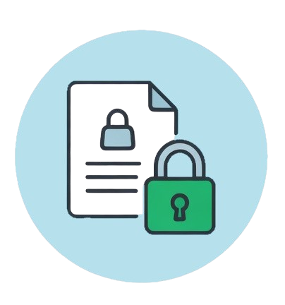 Icon representing secure document storage and encrypted vendor payment processing to prevent fraud.