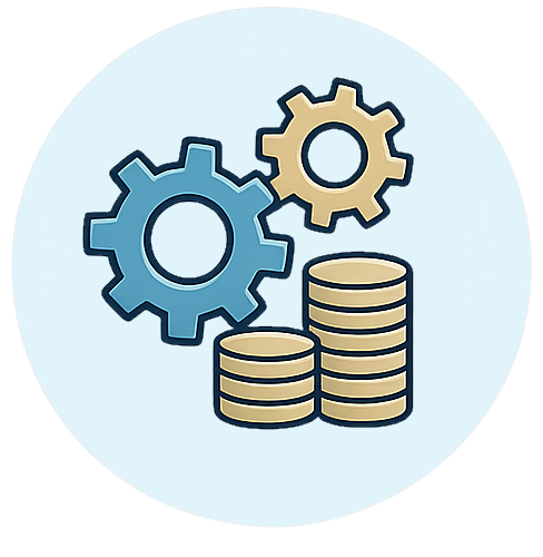 Graphic of interconnected gears with a dollar sign, symbolizing the mechanics of maintaining accessible capital.