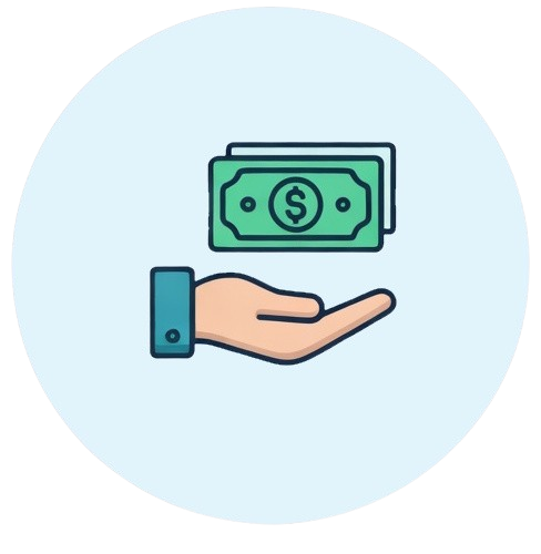 Icon representing timely employee compensation, direct deposit, and payroll disbursement.