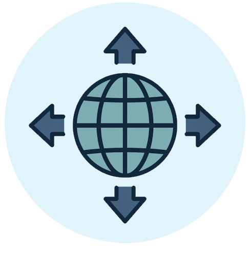 Icon representing multi-state sales tax compliance and nexus tracking for expanding businesses.