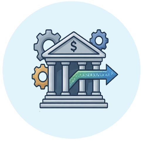 Icon representing bank reconciliation services that maintain investor confidence and simplify audits.