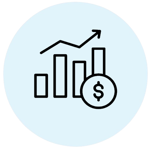 Icon representing financial growth tracking and monthly profit and loss reporting.