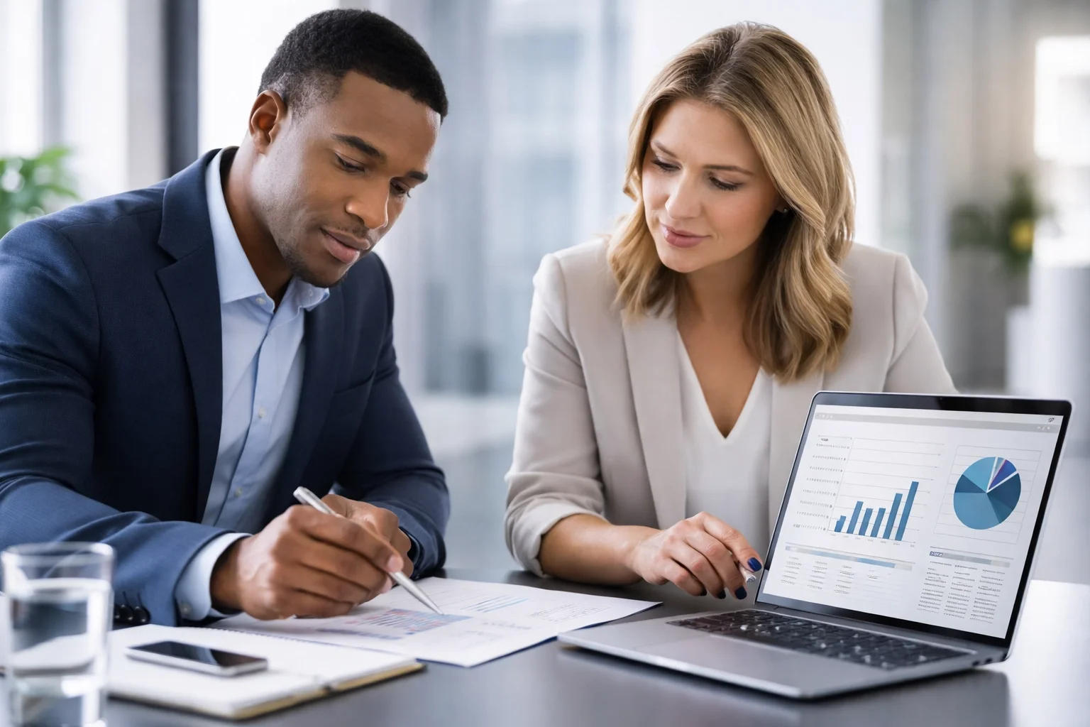 Bookkeeper meeting with a small business owner for outsourced support