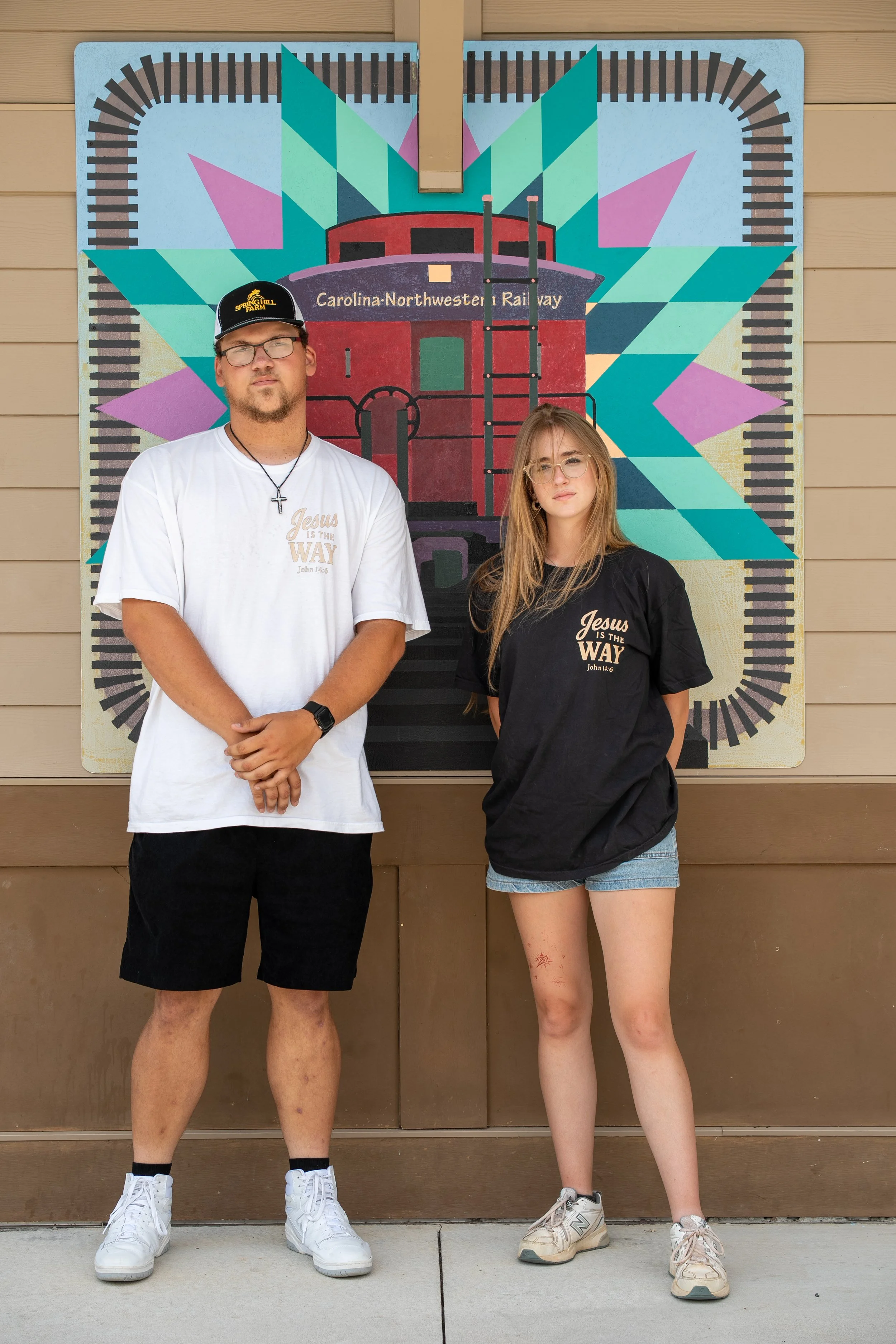 Models wearing Hope Awake Jesus Is The Way Christian t shirts
