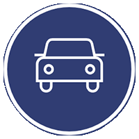 Icon of a car in a blue circle