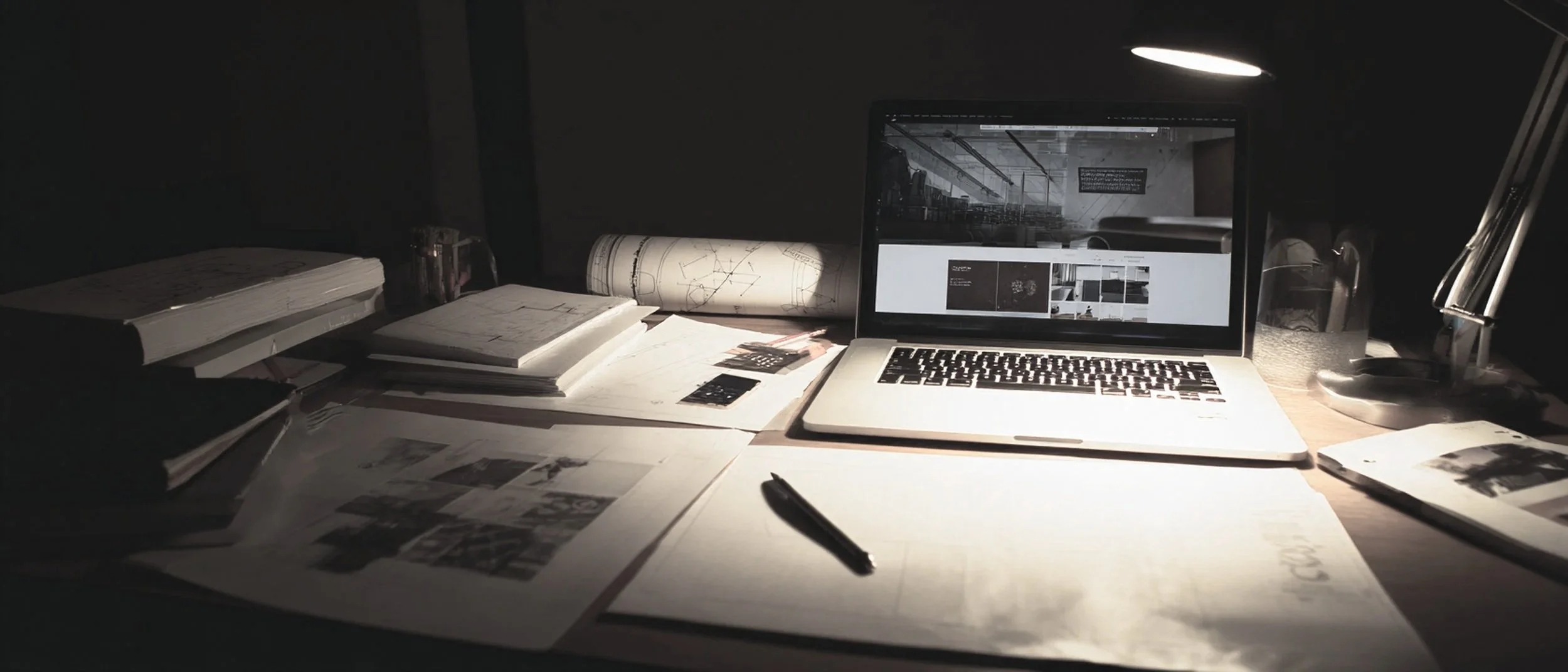 Before and after scene of a cluttered analog desk transformed into a clean digital workspace