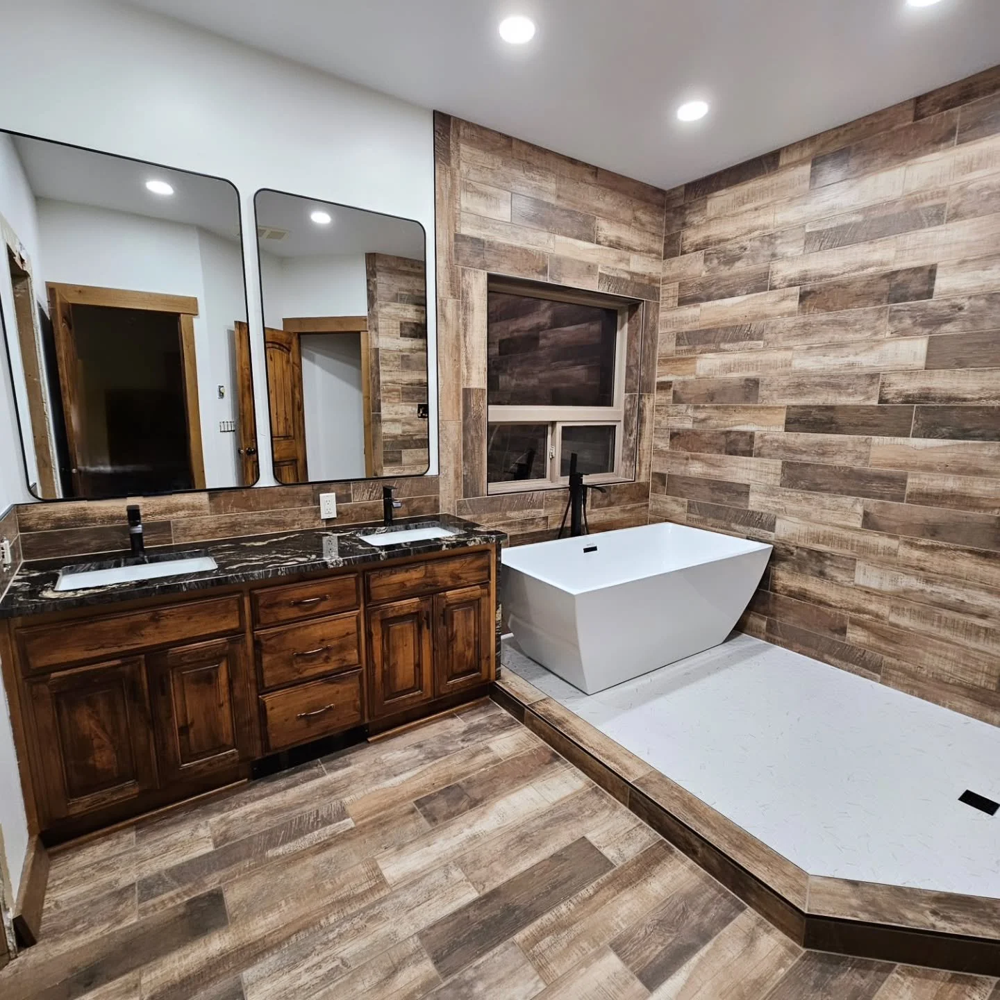 Finally starting to look like a bathroom again! Can't wait to see the finished product 🙌