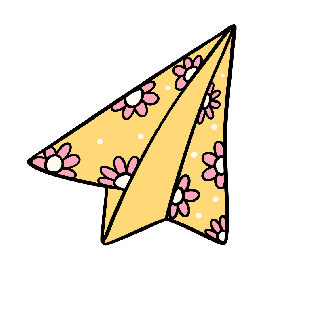 Decorative number four with yellow floral pattern and pink flowers.