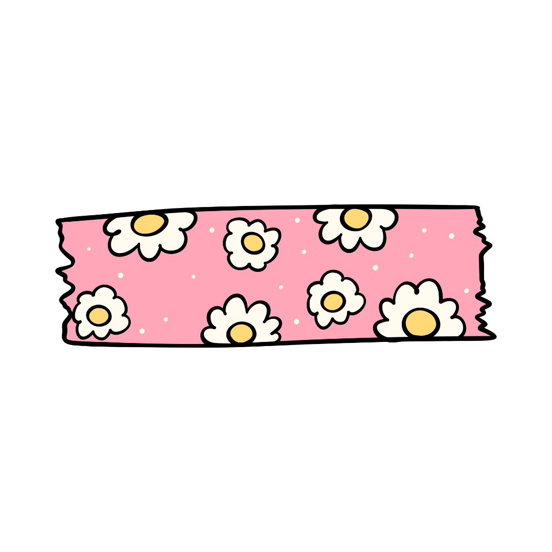 A pink gift box with a daisy flower pattern on it.