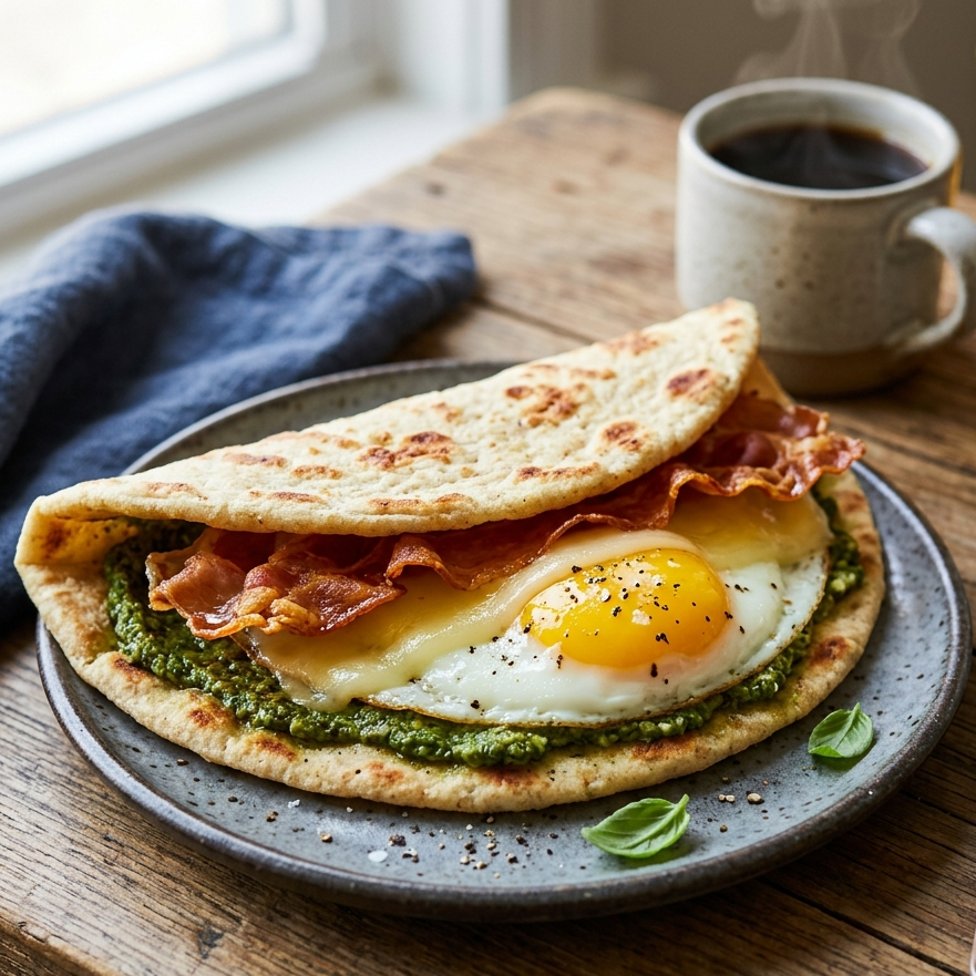 Savory Italian Pesto Keto Breakfast Sandwich
