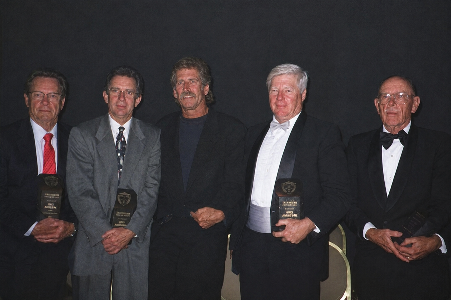 Triathlon Magazine 1998 Hall of Fame. Bill Phillips, Don Shanahan, Tom Warren, Jack Johnstone, Dave Pain. Photo by Rich Cruise