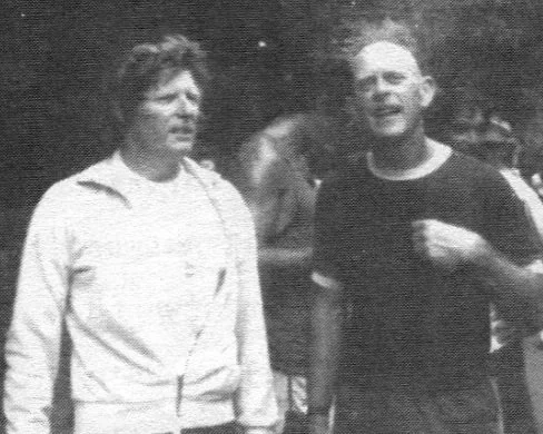 Jack Johnstone and Dave Pain, Dispea Race. Dave pioneered masters track and field in the United States and organized the Mission Bay birthday biathlon that helped inspire the creation of the first modern triathlon. (Courtesy Jack Johnstone Family)