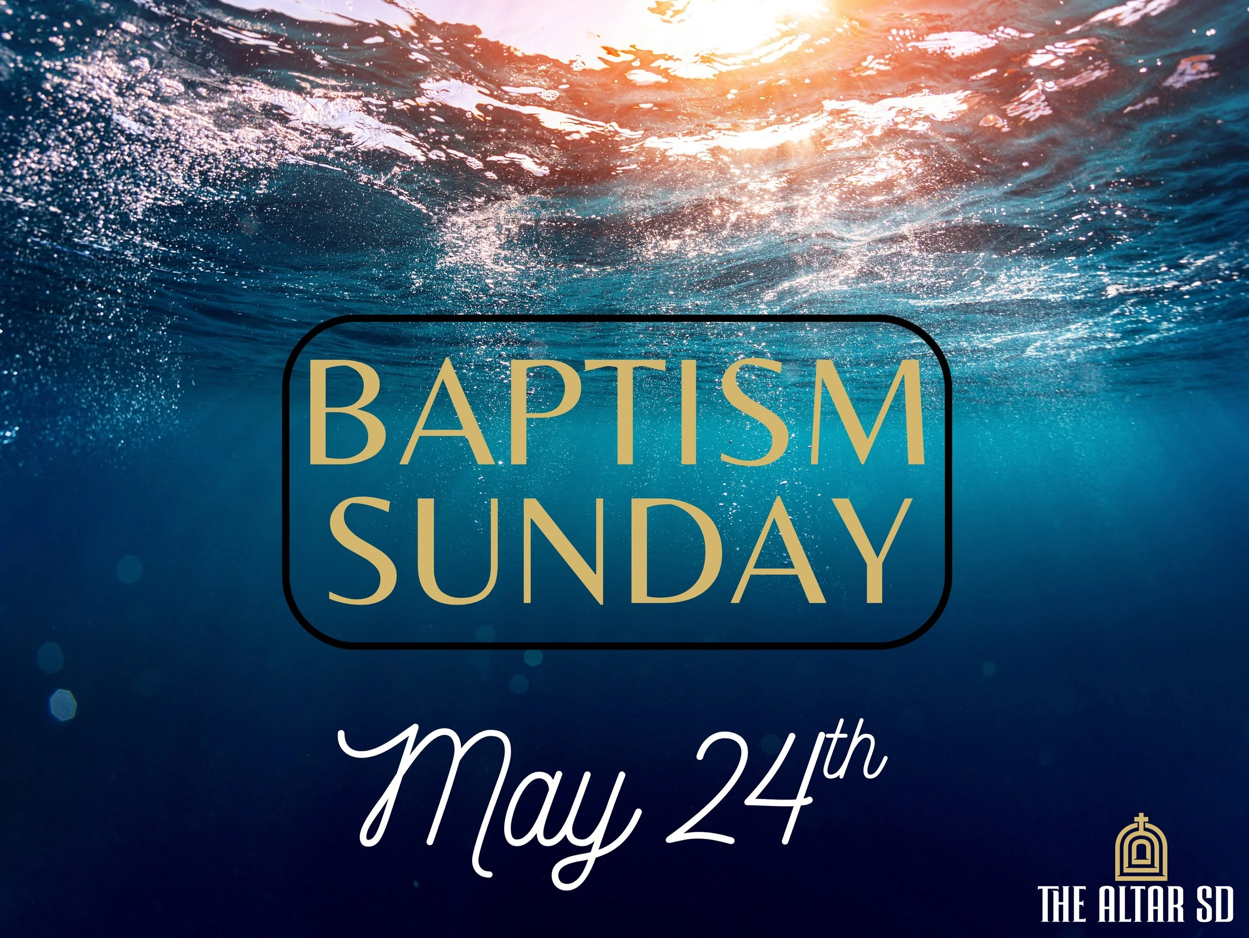 Baptism Sunday is this Sunday! Join us as we celebrate new life in Jesus, then stay afterward for good food and community fellowship. Come join us and experience what God is doing at The Altar.

Sunday 10:30 AM 

1355 Fern, San Diego, CA 92102 

#san