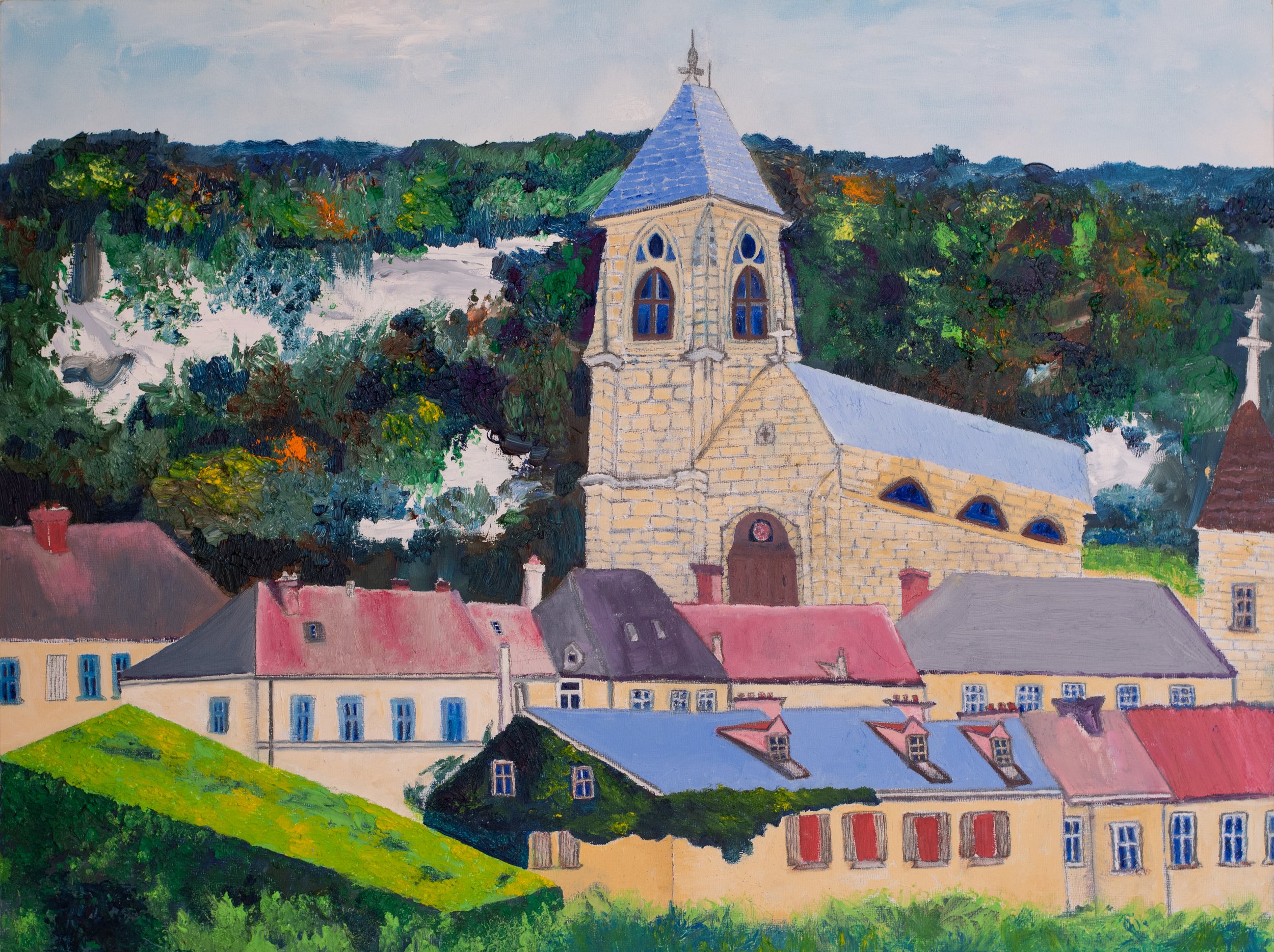 St. Samson at Laroche-Guyon, Oil on panel, 18" x 24'’