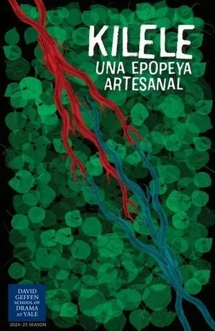 Illustration of a plant with red and blue roots against a green leafy background, with the text 'Kille Una Epopeya Artesanal'.